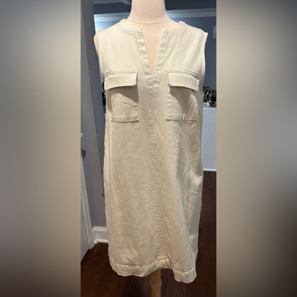 Cream Cream Denim Sleeveless Mini Dress by Who What Wear -size Medium
